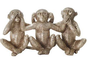 Gandhian Philosophy Polyresin Monkey Figurine , Bronze