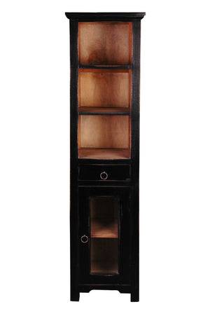 Sunset Trading Cottage Tall Narrow Cabinet | Antique Black
