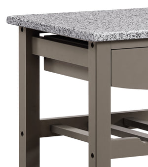 Contemporary Style Kitchen Island with Granite Top and Casters, Gray