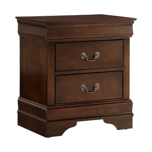 Wooden Night Stand With Curvy Handle Drawer Cherry Brown