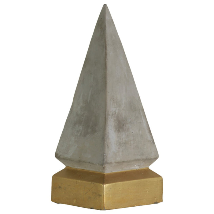 Cemented Pyramid Figurine on Coated Gold Square Base, Large, Gray