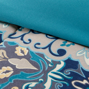 Caen 8 Piece Printed Full Size Reversible Comforter Set The Urban Port, Blue