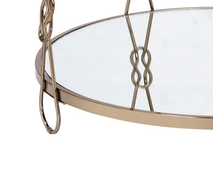 Metal Coffee Table with Glass Top and 1 Bottom Shelf, Gold and Clear