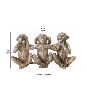 Gandhian Philosophy Polyresin Monkey Figurine , Bronze