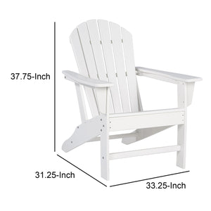 Contemporary Plastic Adirondack Chair with Slatted Back, White