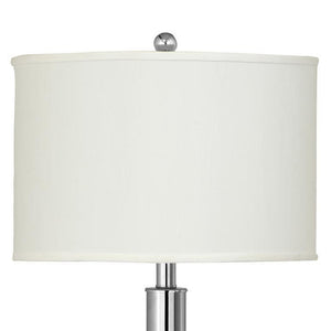 Metal Table Lamp with Tubular Support and Push Through Switch, Silver