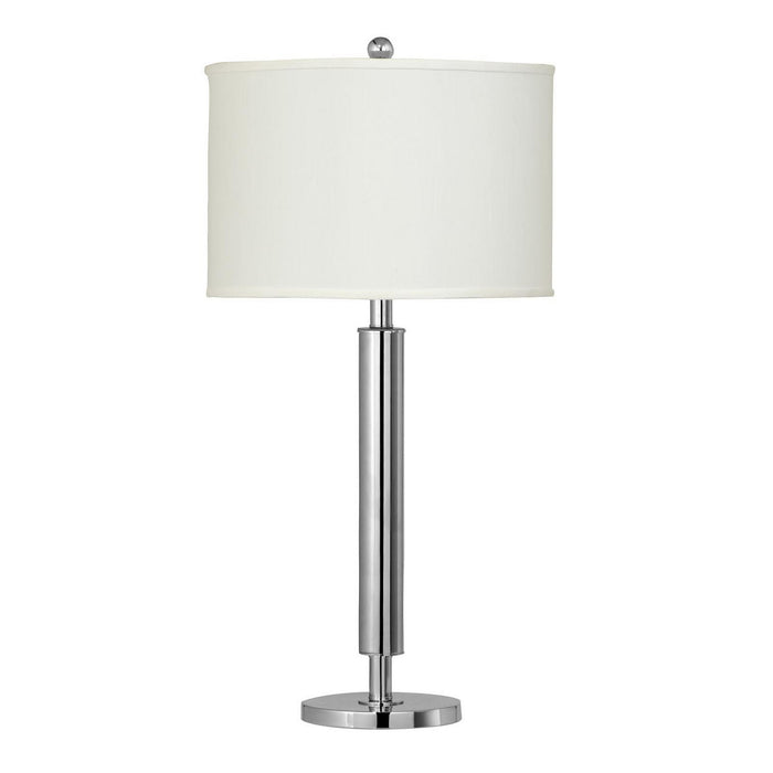 Metal Table Lamp with Tubular Support and Push Through Switch, Silver