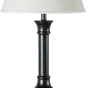 Metal Table Lamp Pedestal Legs and 2 Power Outlet, Black and White