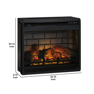 23.75 Inch Metal Fireplace Inset with 7 Level Temperature Setting, Black