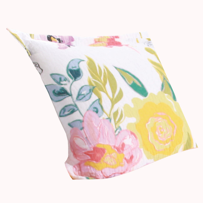 36 x 20 Inches King Size Pillow Sham with Stencil Flower Print, Multicolor