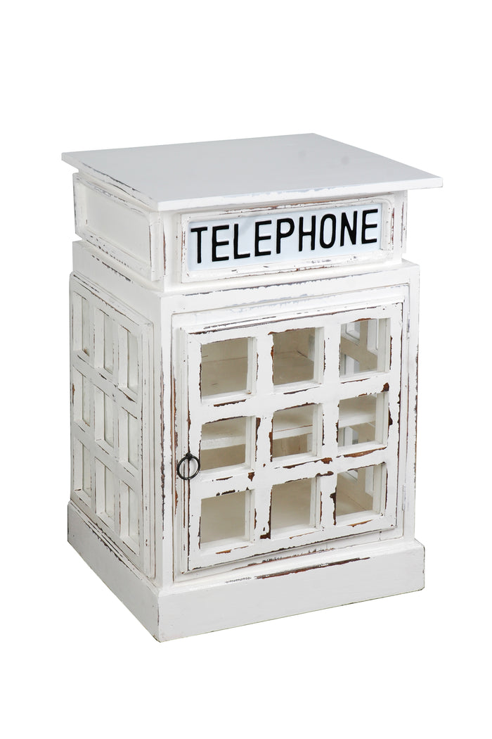 Sunset Trading Cottage English Phone Booth End Table | Distressed White