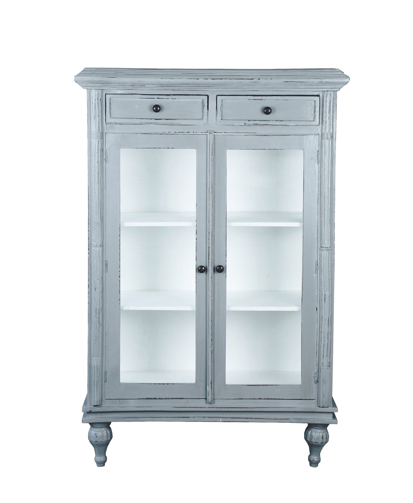 Sunset Trading Cottage Cabinet Distressed Gray White Curio CC