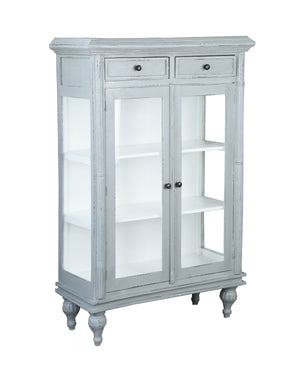 Sunset Trading Cottage Cabinet | Distressed Gray | White Curio (discontinued)