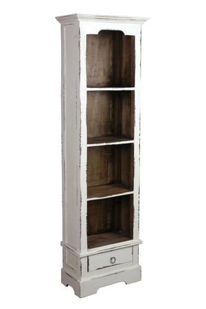 Sunset Trading Cottage Narrow Bookcase | Distressed White