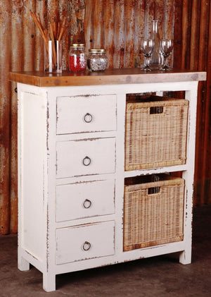 Sunset Trading Cottage Whitewashed Basket Cabinet