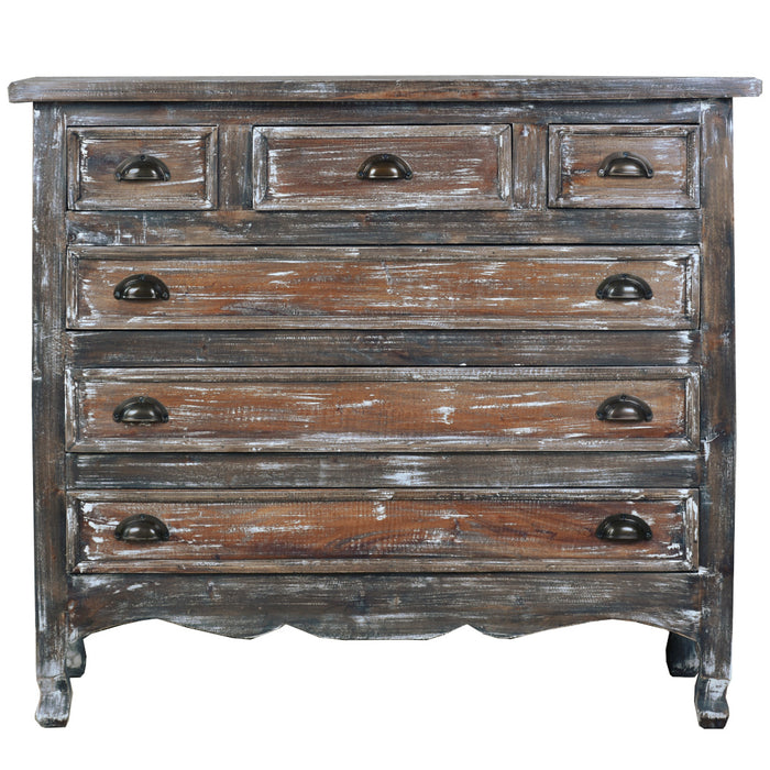 Sunset Trading Cottage Chest | Solid Wood | Distressed Brushed White