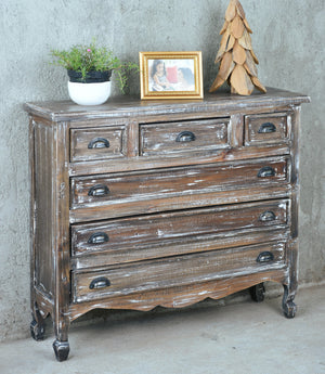 Sunset Trading Cottage Chest | Solid Wood | Distressed Brushed White