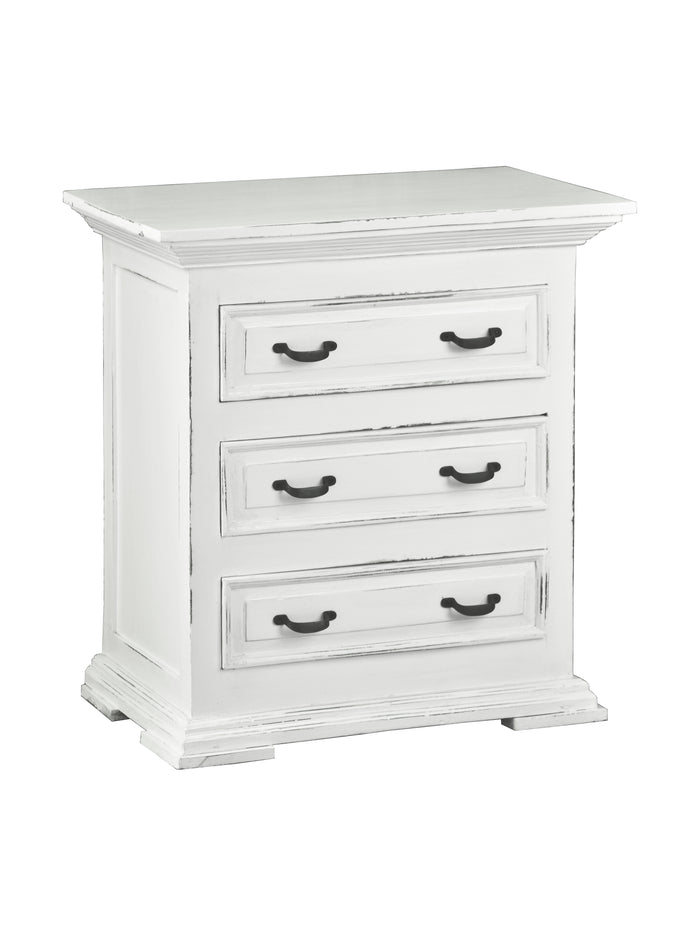 Sunset Trading Cottage Three Drawer Nightstand | End Table | Distressed White