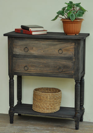 Sunset Trading Cottage Stacked Drawer Storage Table | Distressed Black | Raftwood Brown