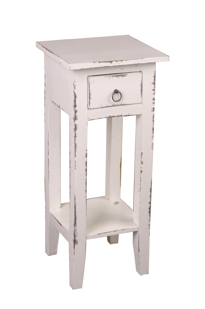 Sunset Trading Cottage Narrow Side Table | Distressed | White Washed