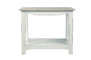 Sunset Trading Cottage End Table | Distressed White and Gray