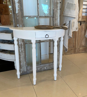 Sunset Trading Cottage Rounded Front Console Table | Distressed White