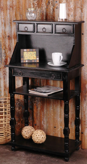 Sunset Trading Cottage Antique Black Writing Table