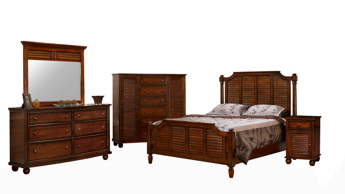 Sunset Trading Bahama Shutter Wood 5 Piece King Bedroom Set