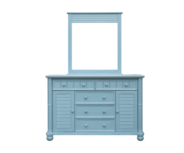 Sunset Trading Cool Breeze Dresser and Mirror | 5 Drawer | 2 Cabinets