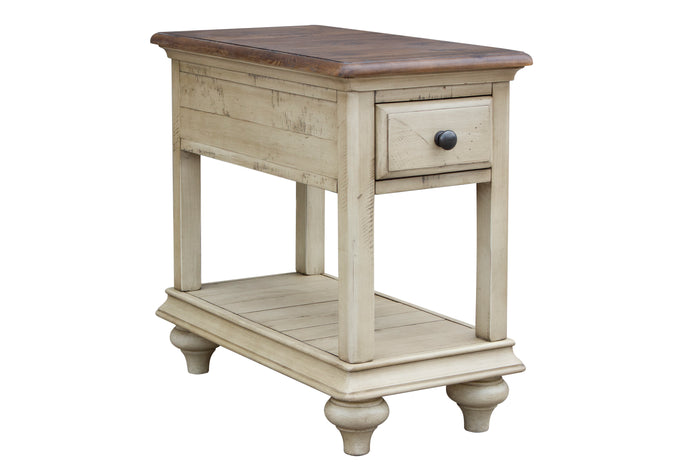 Sunset Trading Shades of Sand End Table | Narrow | Drawer | Shelf