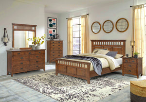 Sunset Trading Mission Bay 5 Piece Queen Bedroom Set | Amish Brown Solid Wood