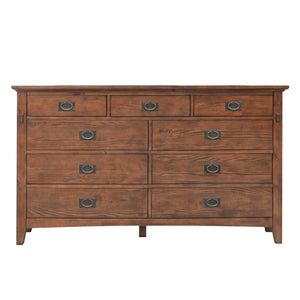Sunset Trading Mission Bay 5 Piece Queen Bedroom Set | Amish Brown Solid Wood