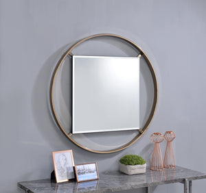 Round Accent Wall Mirror, Champagne