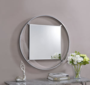 Round Accent Wall Mirror, Chrome