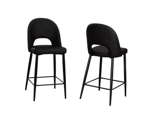 Sunset Trading Orbit 24" Black Barstools | Counter Height Stools | Upholstered | Set of 2