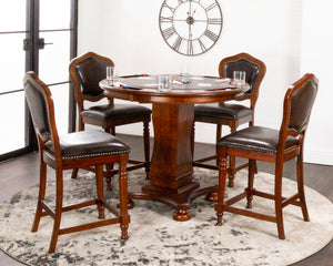 Sunset Trading Bellagio 5 Piece 42" Round Counter Height Dining, Chess and Poker Table Set | Reversible 3 in 1  Game Top