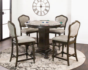 Sunset Trading Vegas 5 Piece 42" Round Counter Height Dining, Chess and Poker Table Set