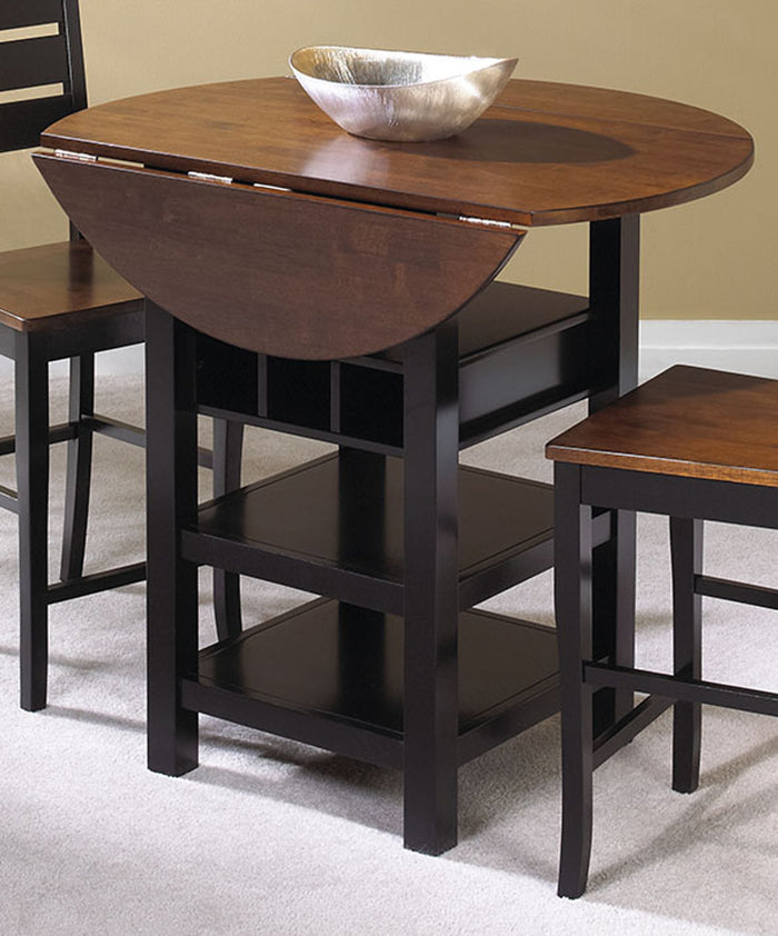 Sunset Trading Quincy Pub Table | Black with Cherry Drop Leaf Top