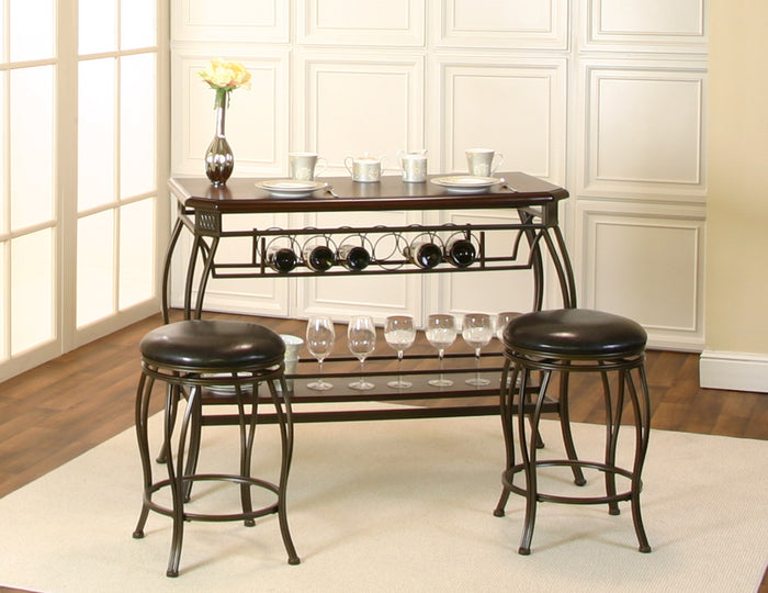 Sunset Trading Chloe Bar with Built-In Wine Rack | Two Stools