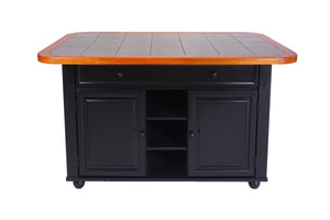Sunset Trading 3 Piece Antique Black Kitchen Island Set with Gray Tile Top
