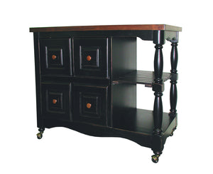 Sunset Trading Regal Kitchen Cart | Antique Black with Cherry Accents