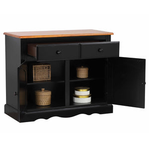 Sunset Trading Keepsake Buffet and Lighted Hutch | Antique Black and Cherry