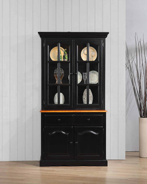 Sunset Trading Keepsake Buffet and Lighted Hutch | Antique Black and Cherry