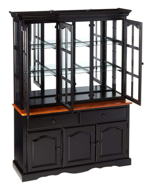 Sunset Trading Treasure Buffet and Lighted Hutch | Antique Black and Cherry