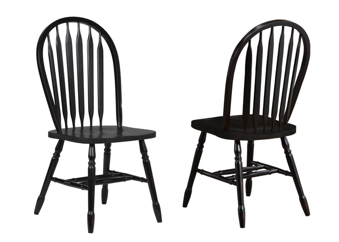 Sunset Trading Arrowback Dining Chair | Antique Black | Set of 2