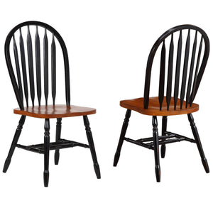 Sunset Trading Black Cherry Selections Arrowback Dining Chair | Antique Black and Cherry | Set of 2
