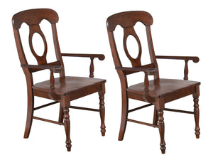 Sunset Trading Andrews Napoleon Arm Chair | Chestnut | Set of 2