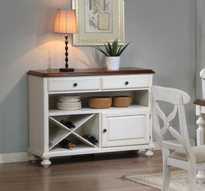 Sunset Trading Andrews Server | Antique White with Chestnut Top