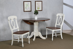 Sunset Trading 3 Piece 42" Round Drop Leaf Dining Set in Chestnut with Napoleon Chairs