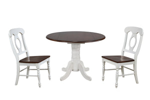 Sunset Trading 3 Piece 42" Round Drop Leaf Dining Set in Chestnut with Napoleon Chairs
